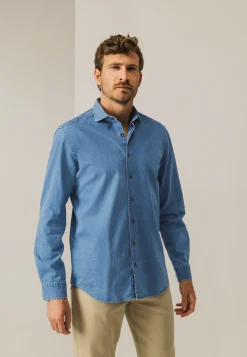 Outlet Denim overhemd van katoen Overhemden