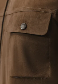 Geitensuède jas met klep- en steekzakken Jassen