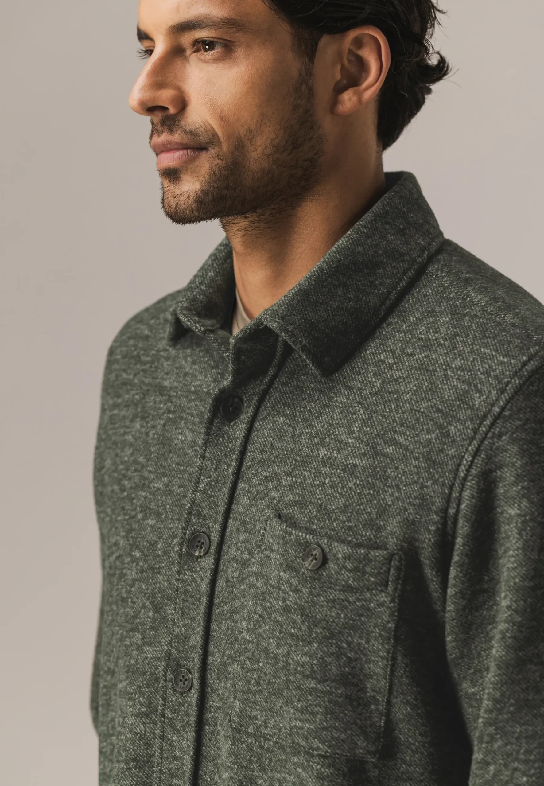 Outlet Gemêleerd overshirt met visgraatstructuur Overshirts|Overhemden