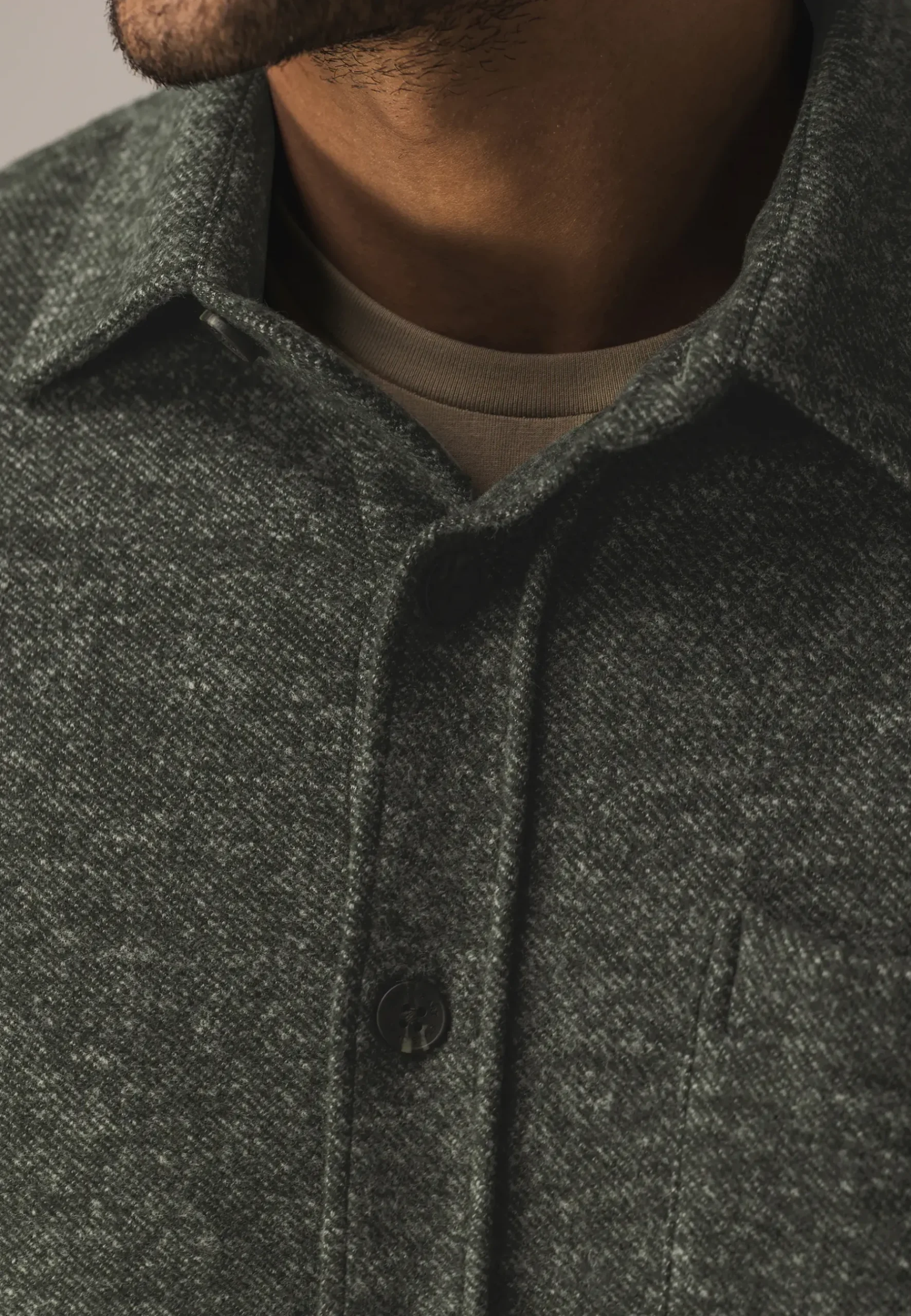 Outlet Gemêleerd overshirt met visgraatstructuur Overshirts|Overhemden