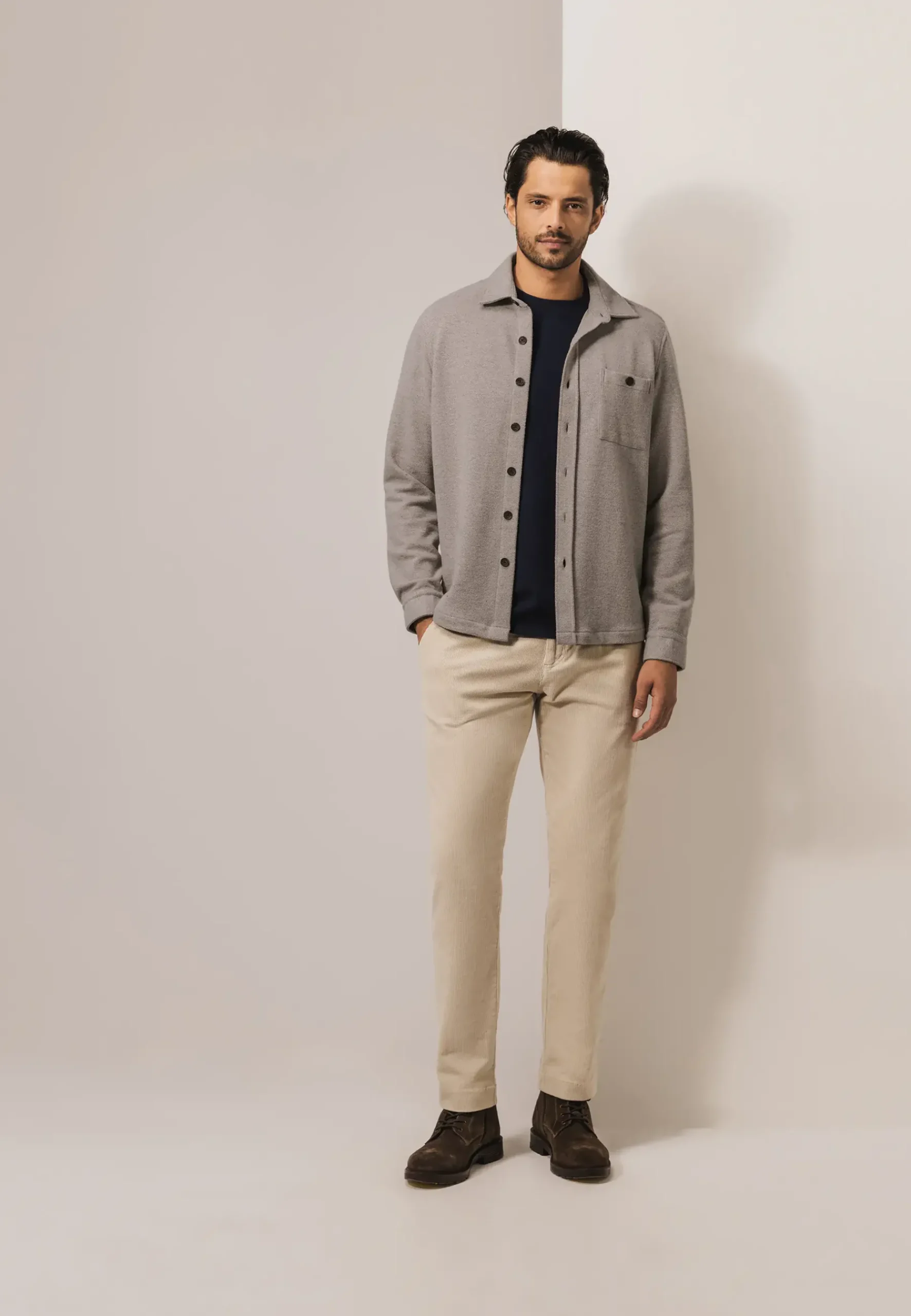 Outlet Gemêleerd overshirt met visgraatstructuur Overhemden|Overshirts