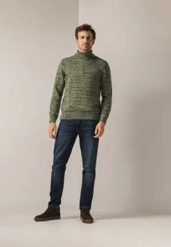 Discount Gemêleerde trui met halve rits Truien