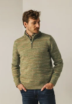 Clearance Gemêleerde trui met halve rits Truien