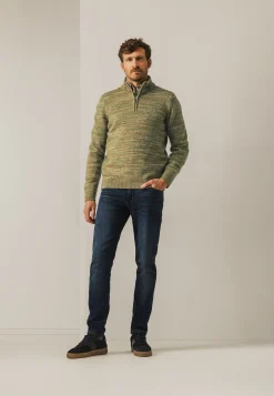 Clearance Gemêleerde trui met halve rits Truien