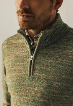 Clearance Gemêleerde trui met halve rits Truien