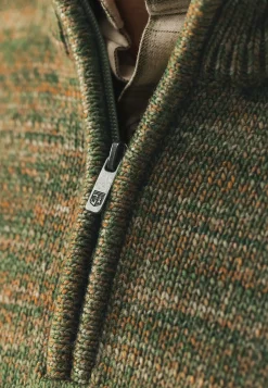 Clearance Gemêleerde trui met halve rits Truien