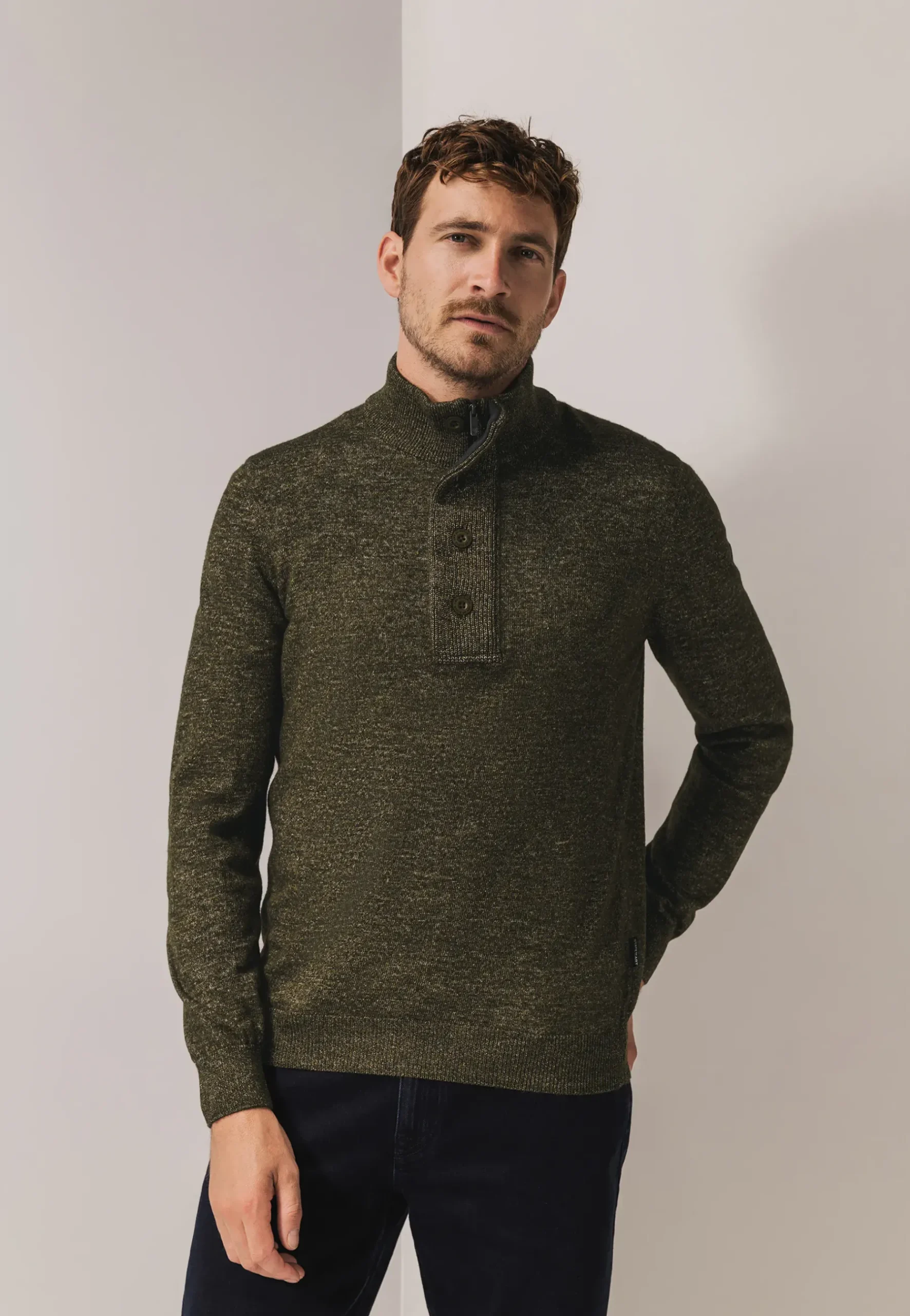 Sale Gemêleerde trui met halve rits Truien