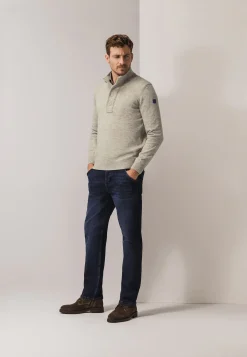 Clearance Gemêleerde trui met halve rits Truien