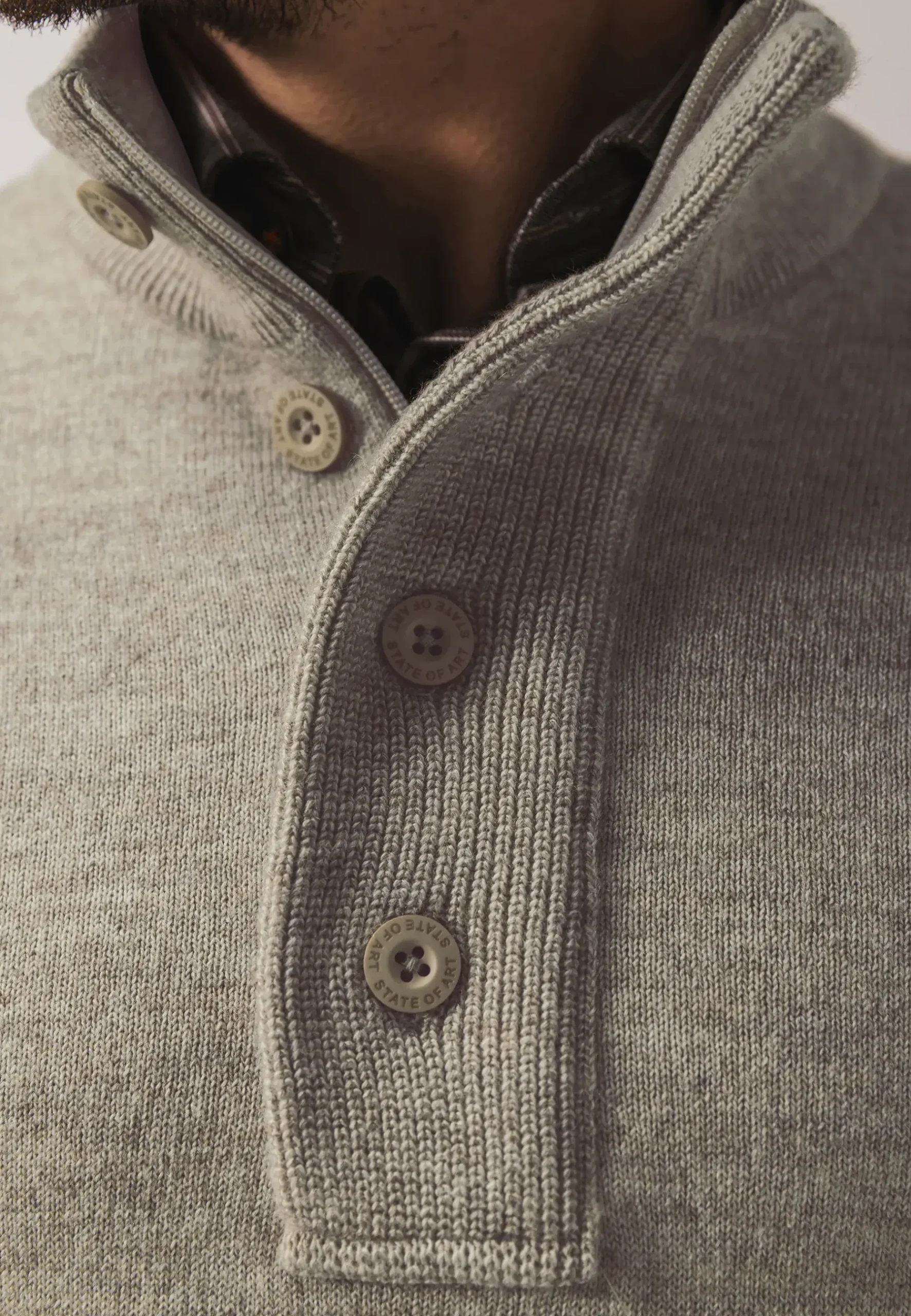 Clearance Gemêleerde trui met halve rits Truien