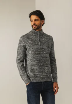 New Gemêleerde trui met halve rits Truien