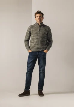 New Gemêleerde trui met halve rits Truien