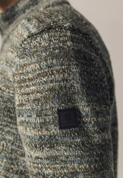 New Gemêleerde trui met halve rits Truien