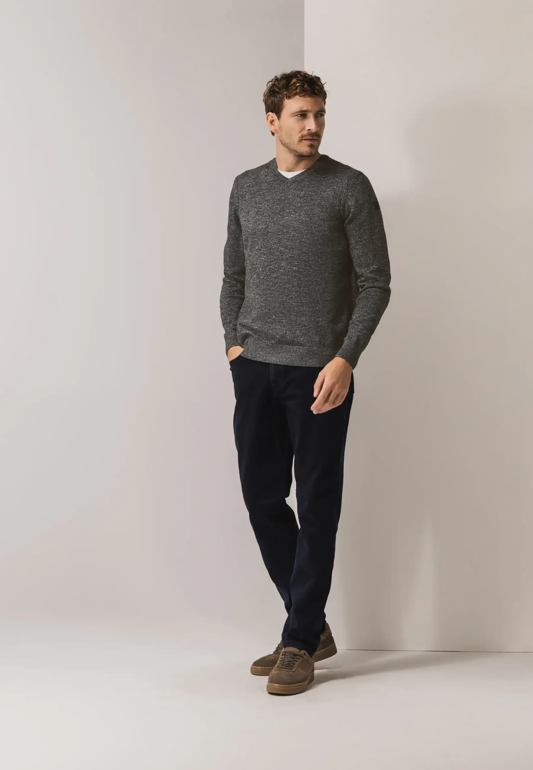 New Gemêleerde trui met ribdetails Truien