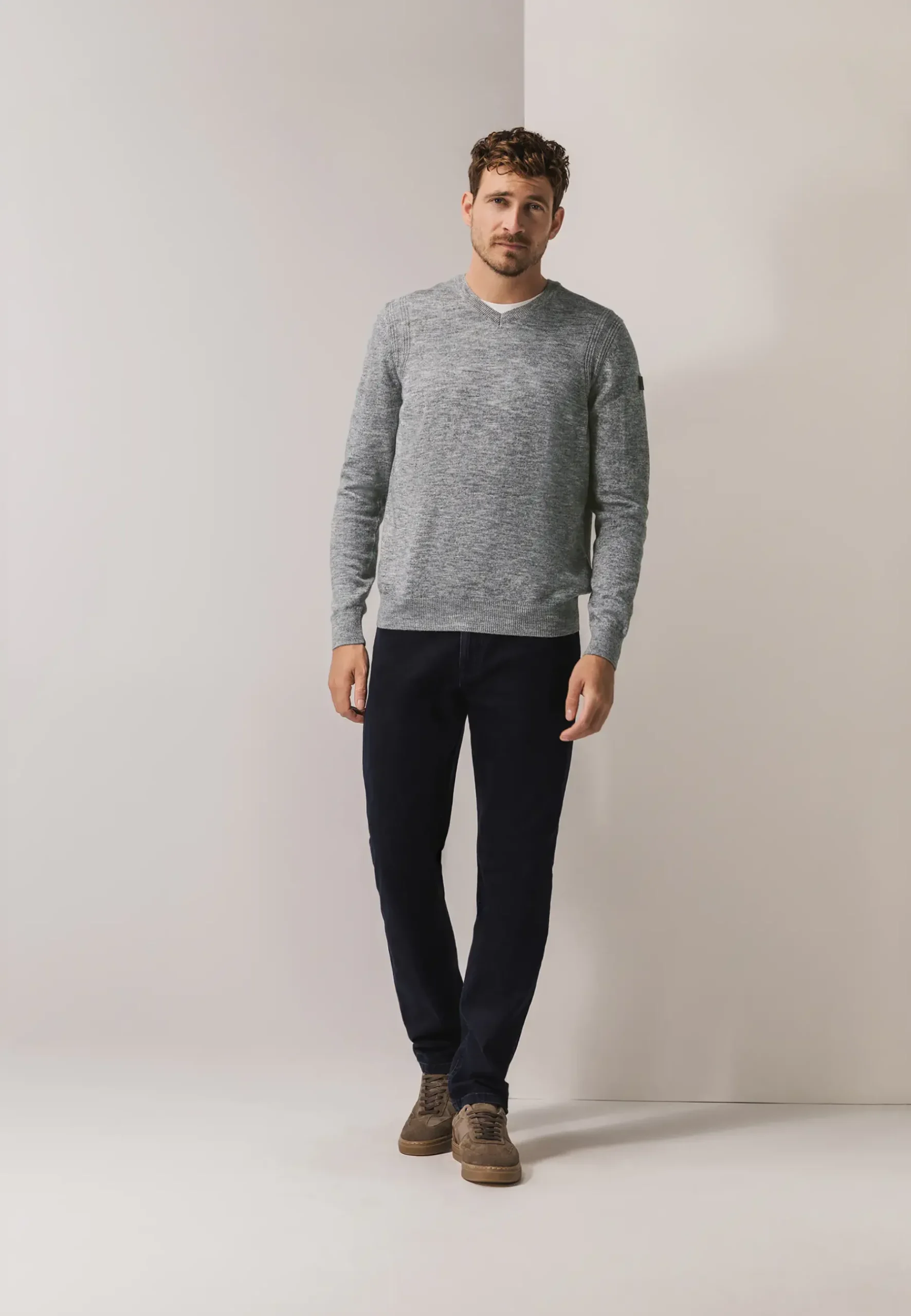 Discount Gemêleerde trui met ribdetails Truien