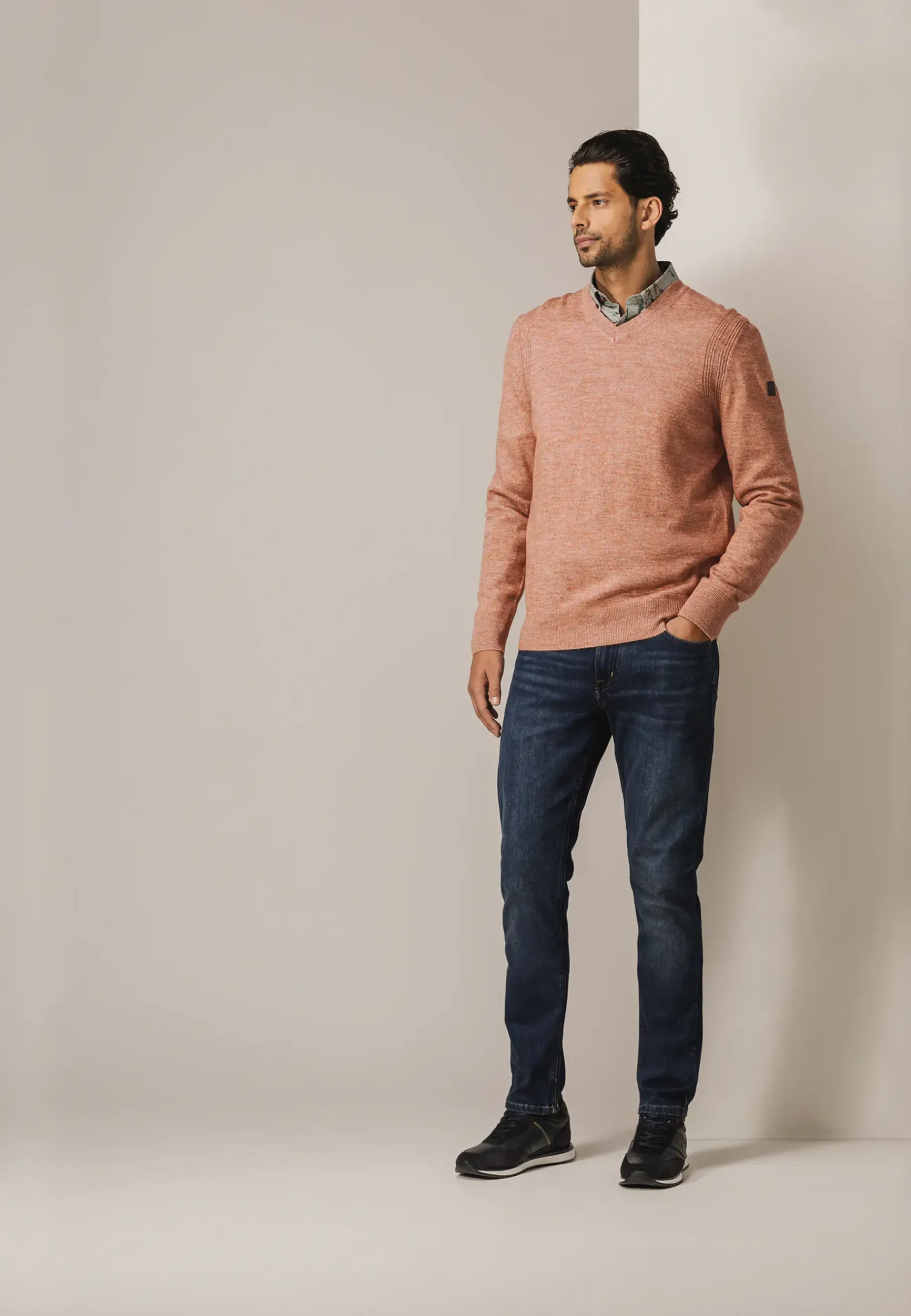 Discount Gemêleerde trui met ribdetails Truien