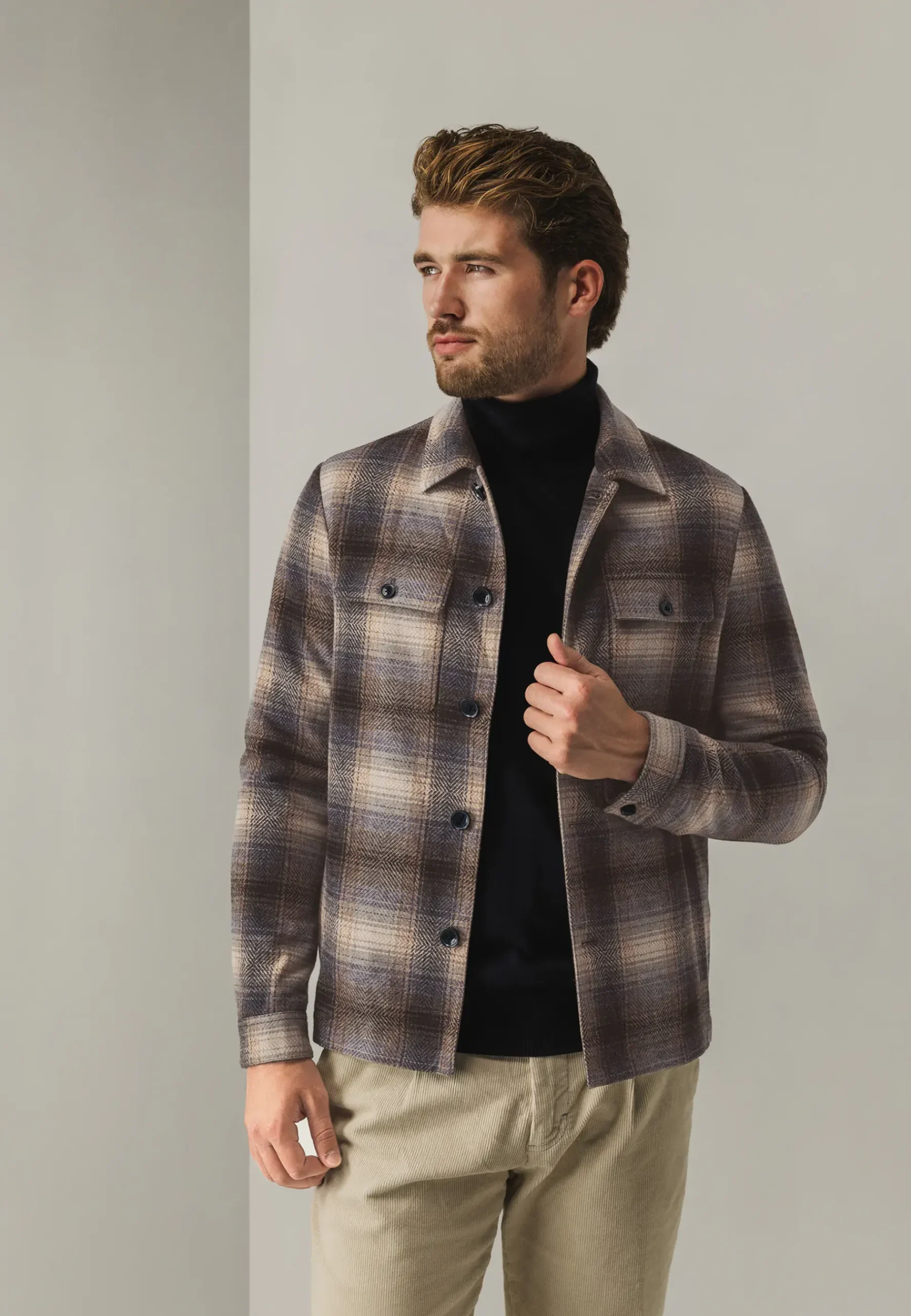 Geruit overshirt met klepzakken Overshirts|Overhemden