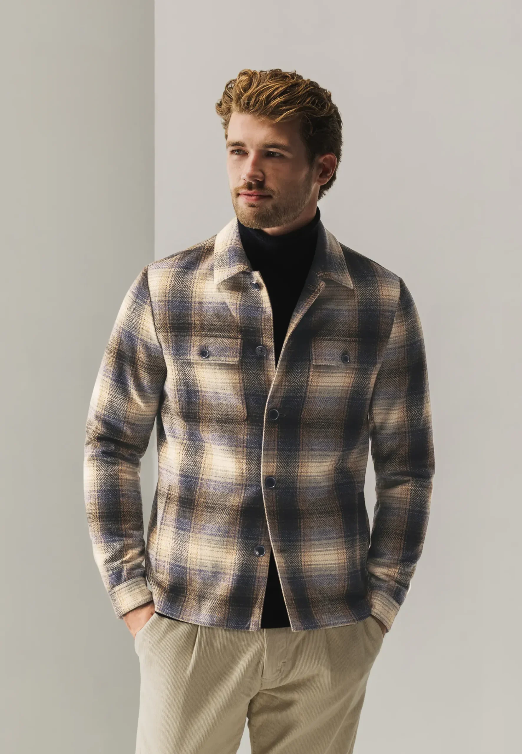 Geruit overshirt met klepzakken Overshirts|Overhemden