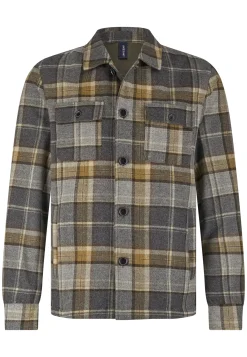 Outlet Geruit overshirt van wolmix Overshirts|Overhemden