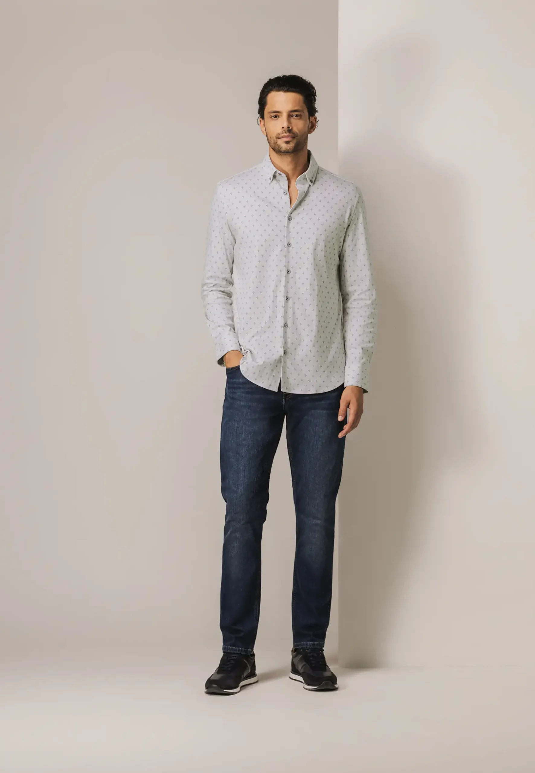 New Gestreept overhemd van jerseystof Overhemden