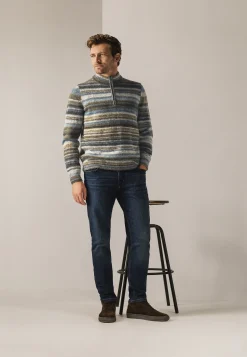 Discount Gestreepte trui met halve rits Truien