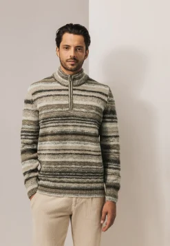 Best Gestreepte trui met halve rits Truien