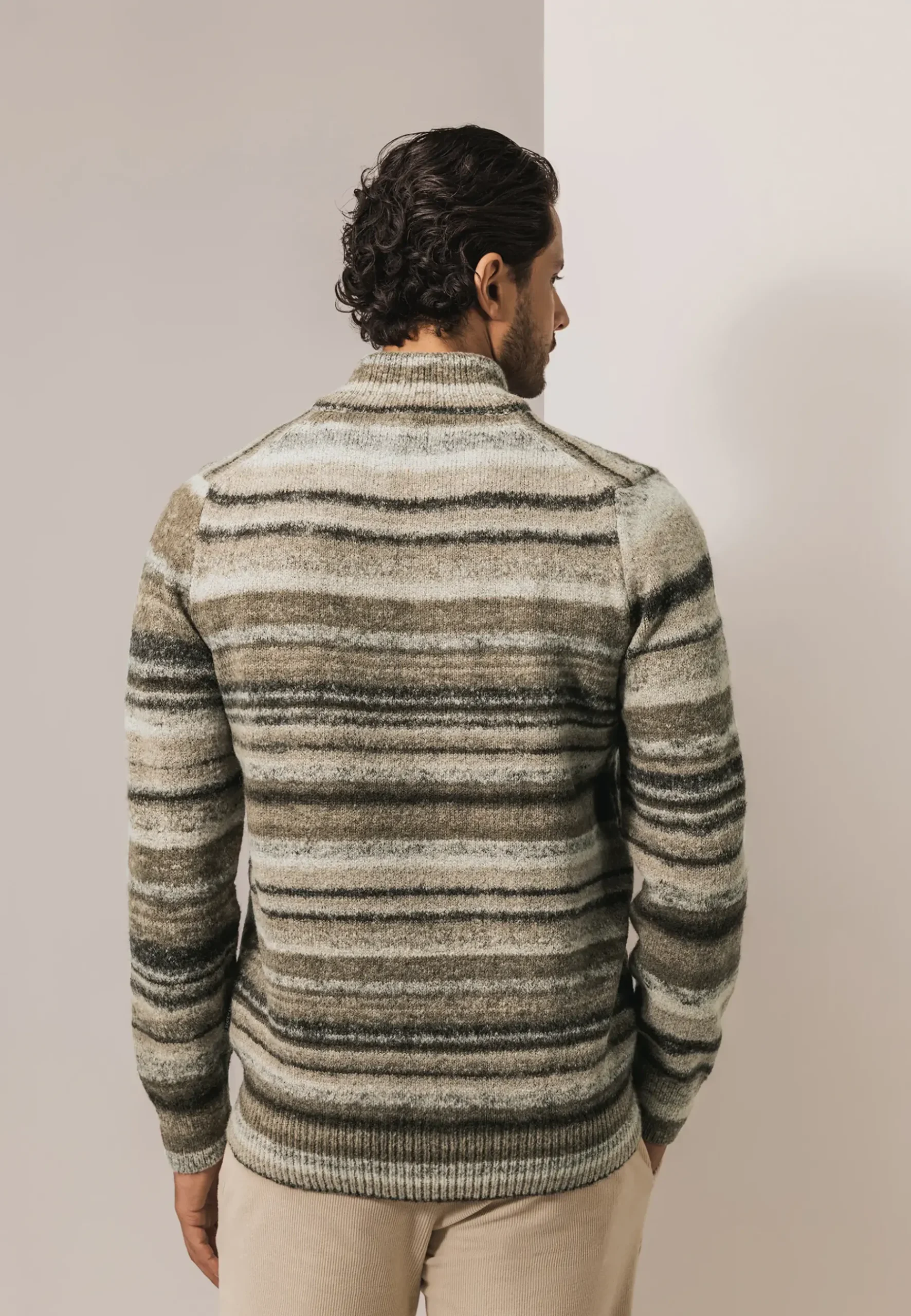 Best Gestreepte trui met halve rits Truien