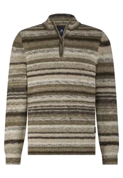 Best Gestreepte trui met halve rits Truien