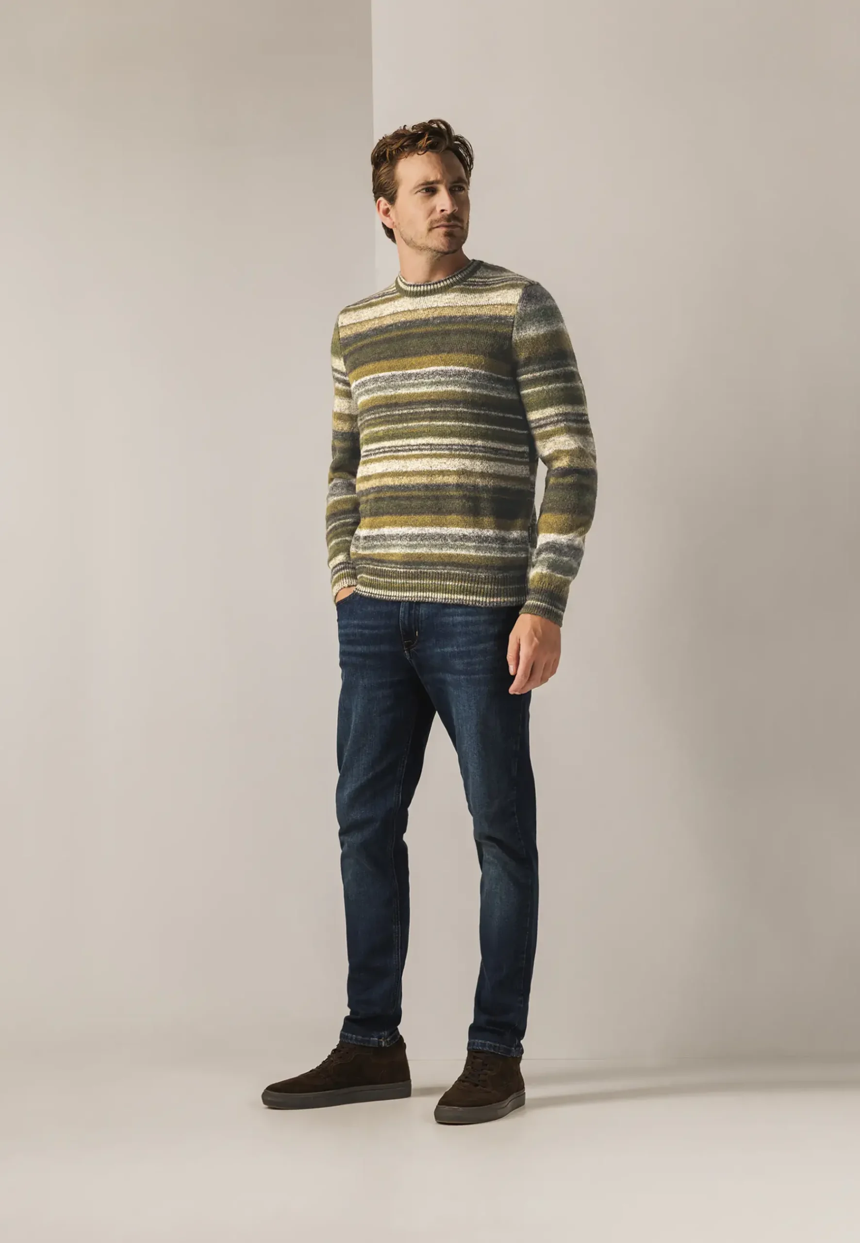 Hot Grofgebreide trui met ronde hals Truien