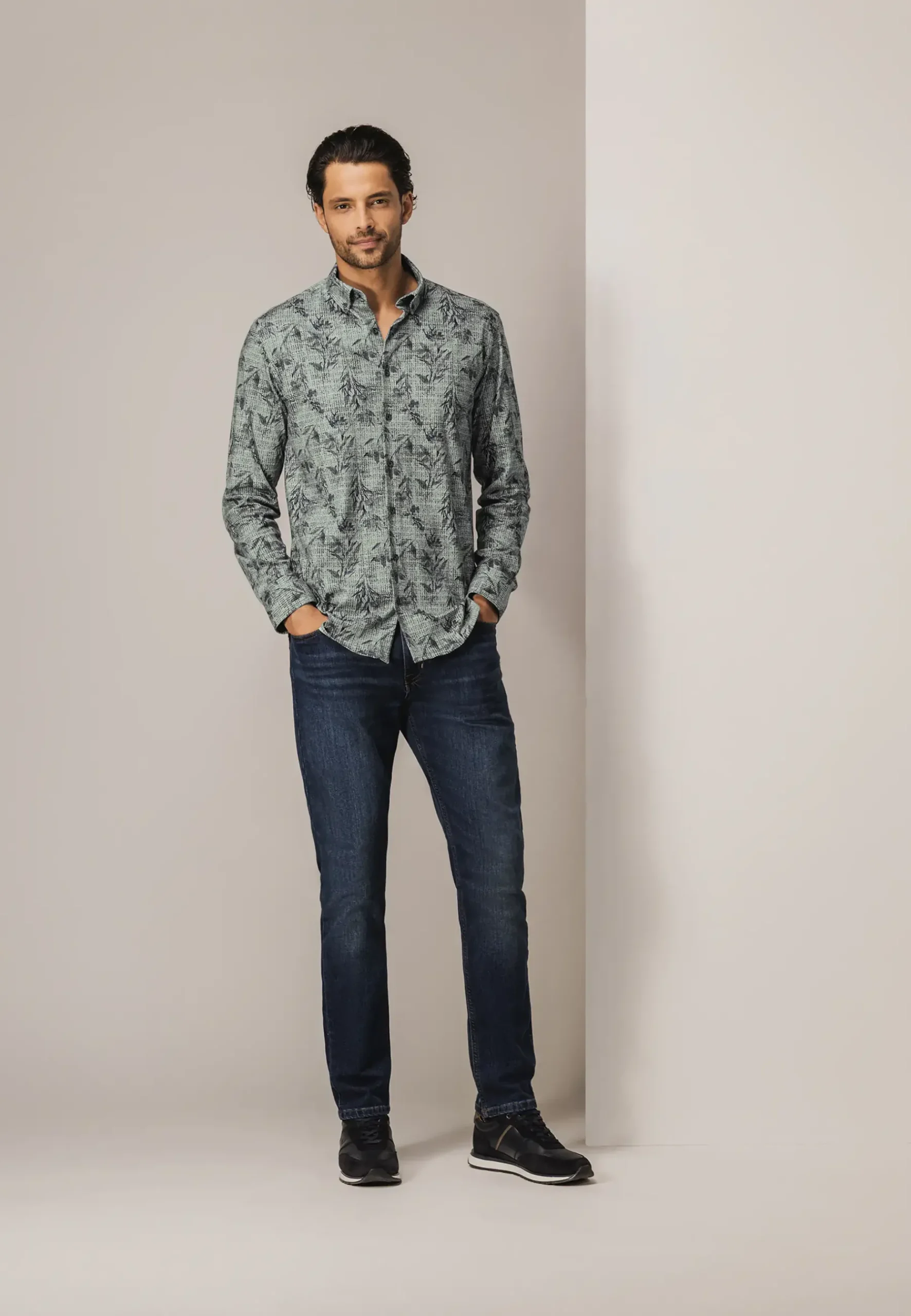 Clearance Jersey overhemd met all-over print Overhemden