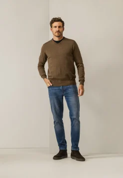 New Katoenen trui met V-hals Truien