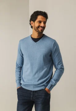 New Katoenen trui met V-hals Truien