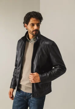 Outlet Lamsleren jas met ritssluiting Jassen