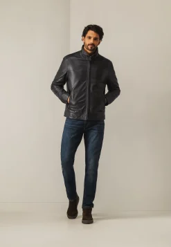 Outlet Lamsleren jas met ritssluiting Jassen