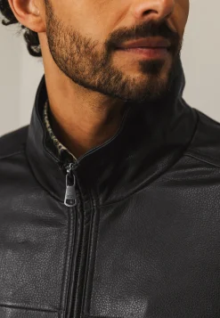 Outlet Lamsleren jas met ritssluiting Jassen