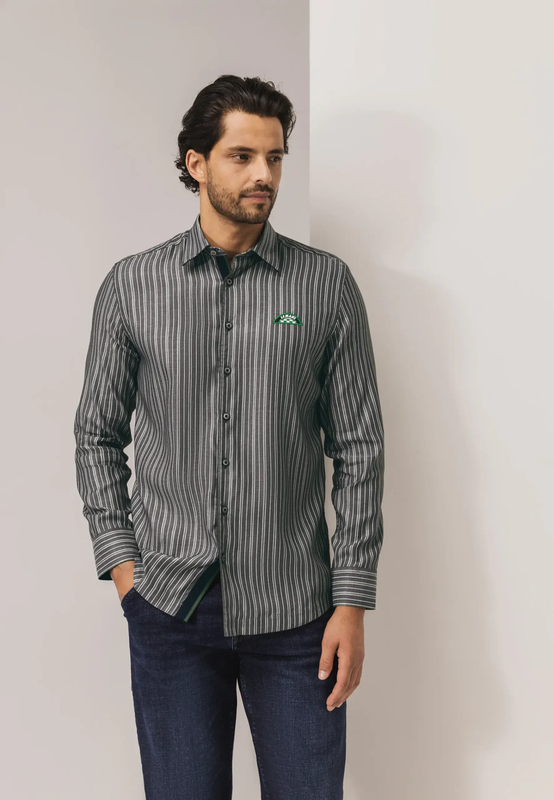 Hot LE MANS CLASSIC gestreept overhemd Overhemden