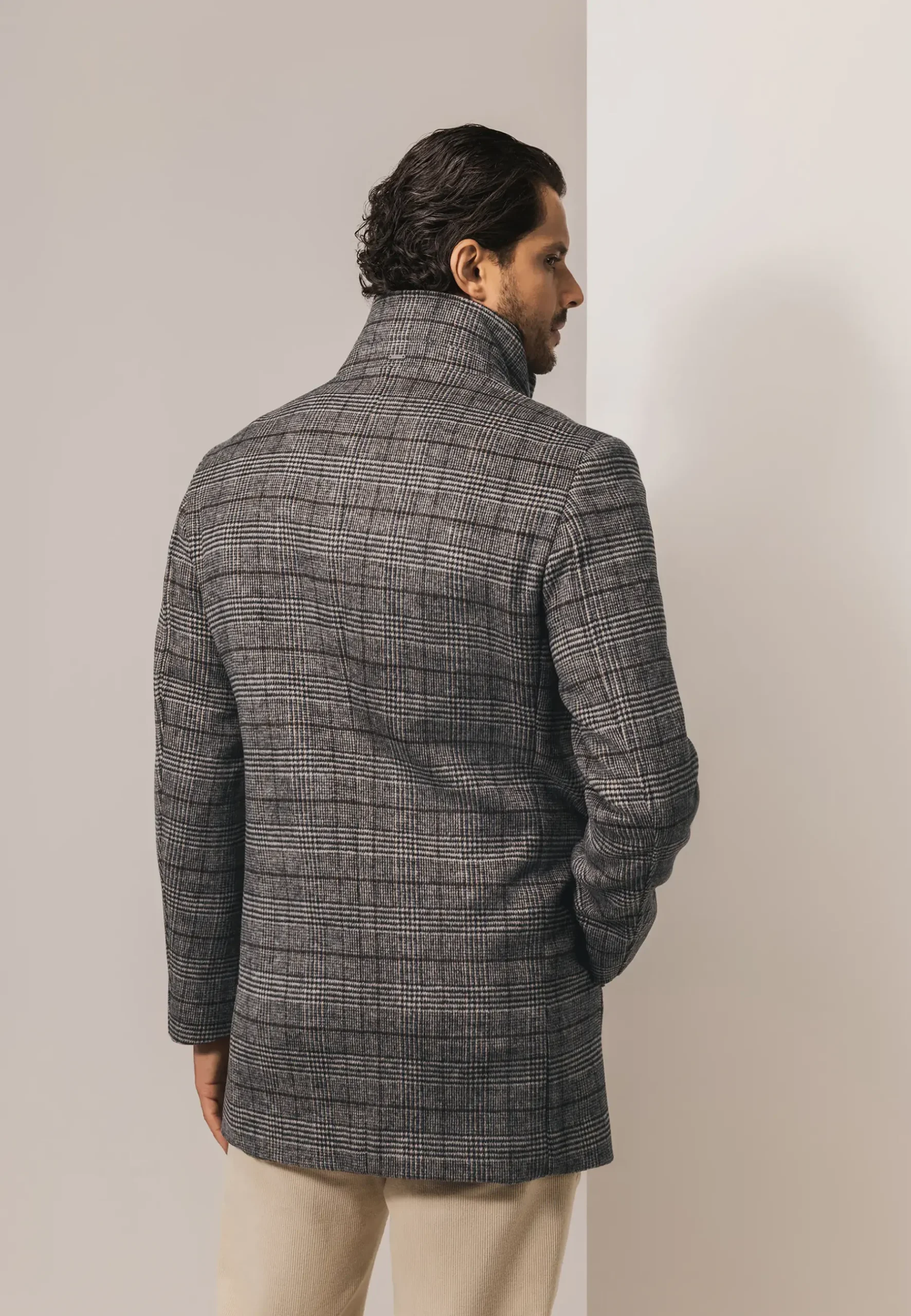 Best Mantel met ruitdessin en ritsinzet Jassen