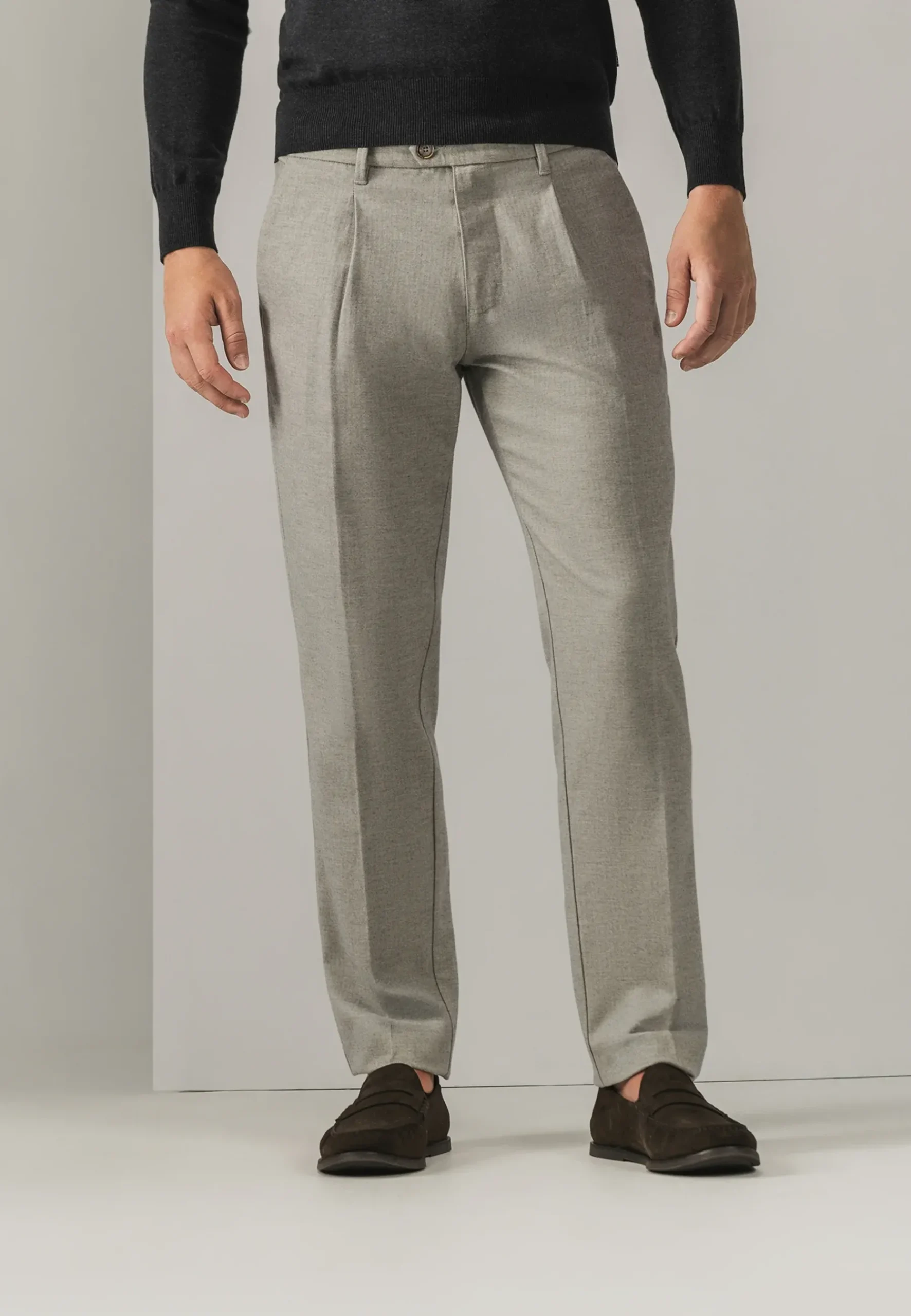 NAVIGATOR chino in stretchstof met visgraatmotief Broeken