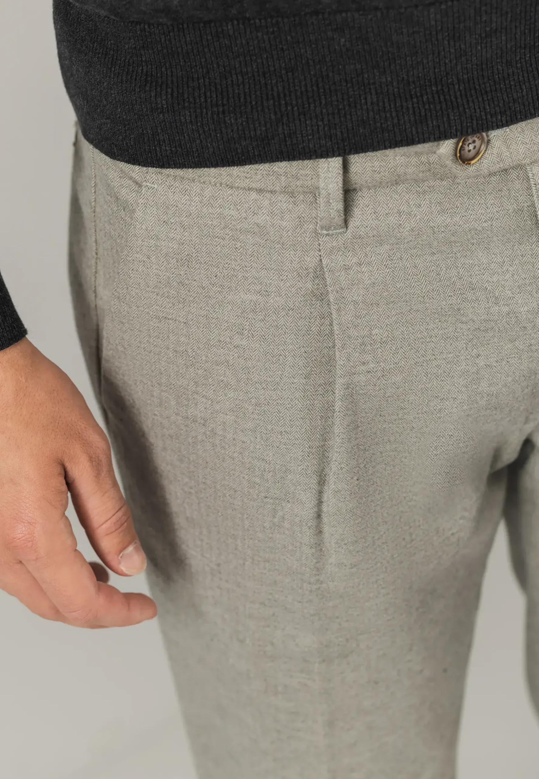 NAVIGATOR chino in stretchstof met visgraatmotief Broeken