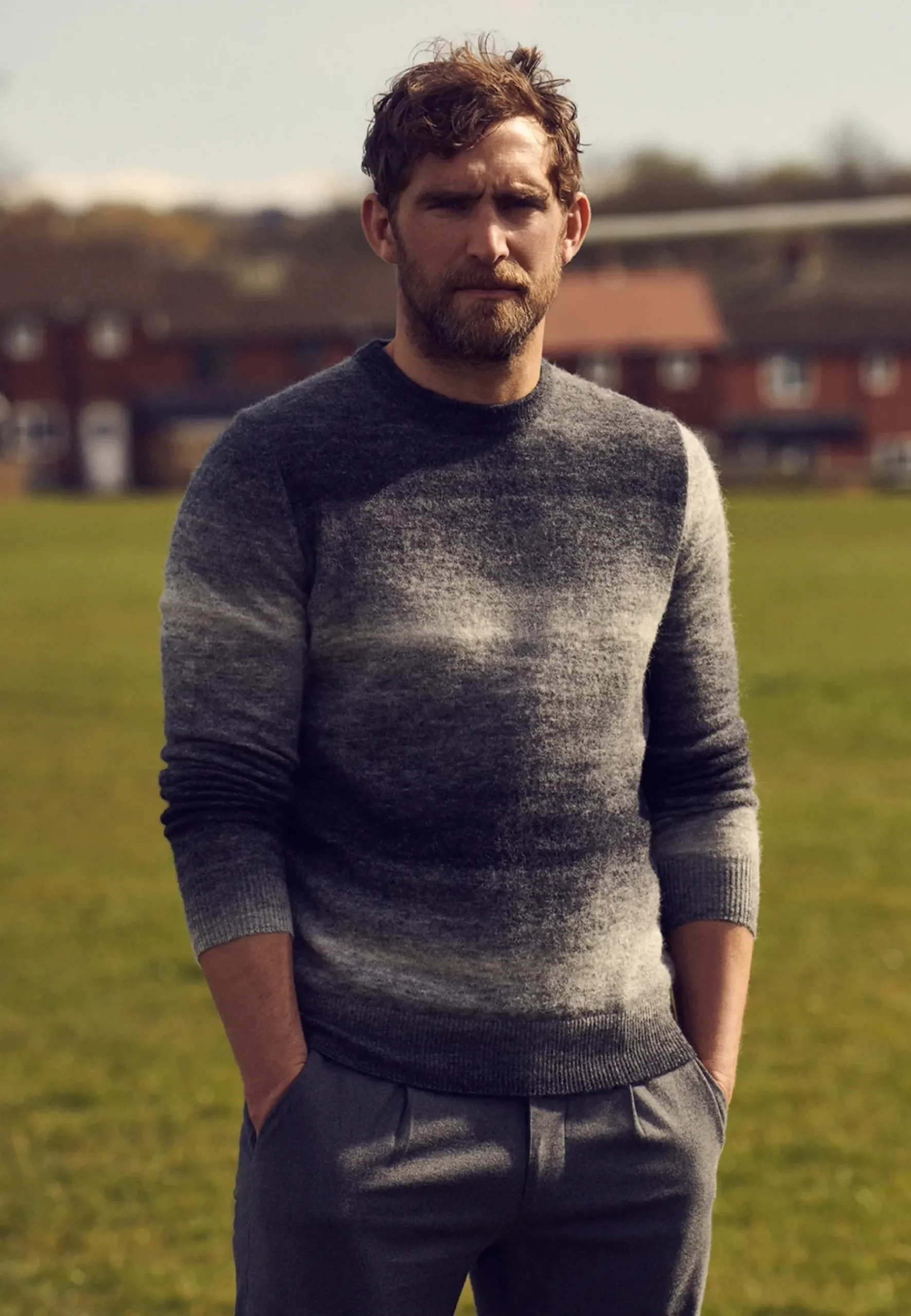 NAVIGATOR chino in stretchstof met visgraatmotief Broeken