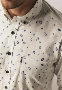 Overhemd met fijne streep en all-over print Overhemden