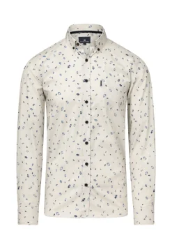 Overhemd met fijne streep en all-over print Overhemden