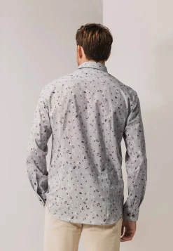 Discount Overhemd met fijne streep en all-over print Overhemden