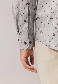 Discount Overhemd met fijne streep en all-over print Overhemden