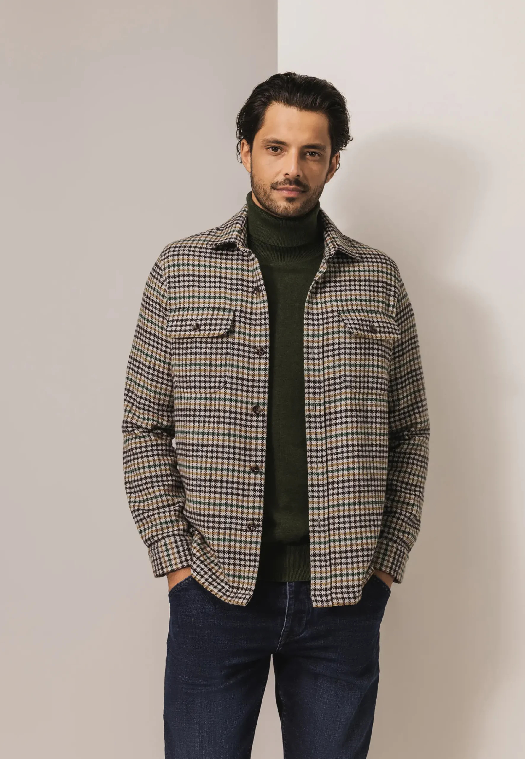 Clearance Overshirt met pied-de-poule dessin Overshirts|Overhemden