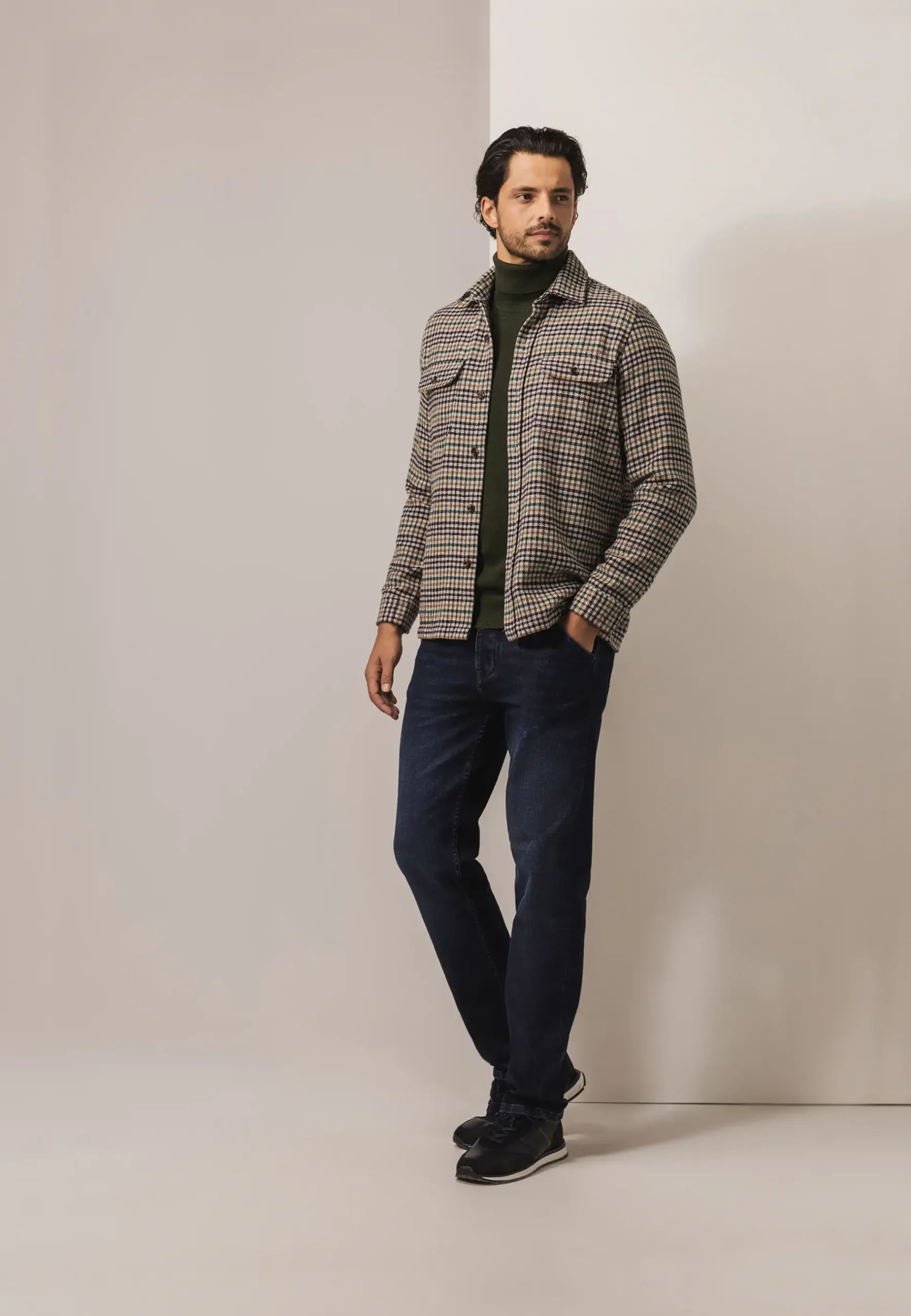 Clearance Overshirt met pied-de-poule dessin Overshirts|Overhemden