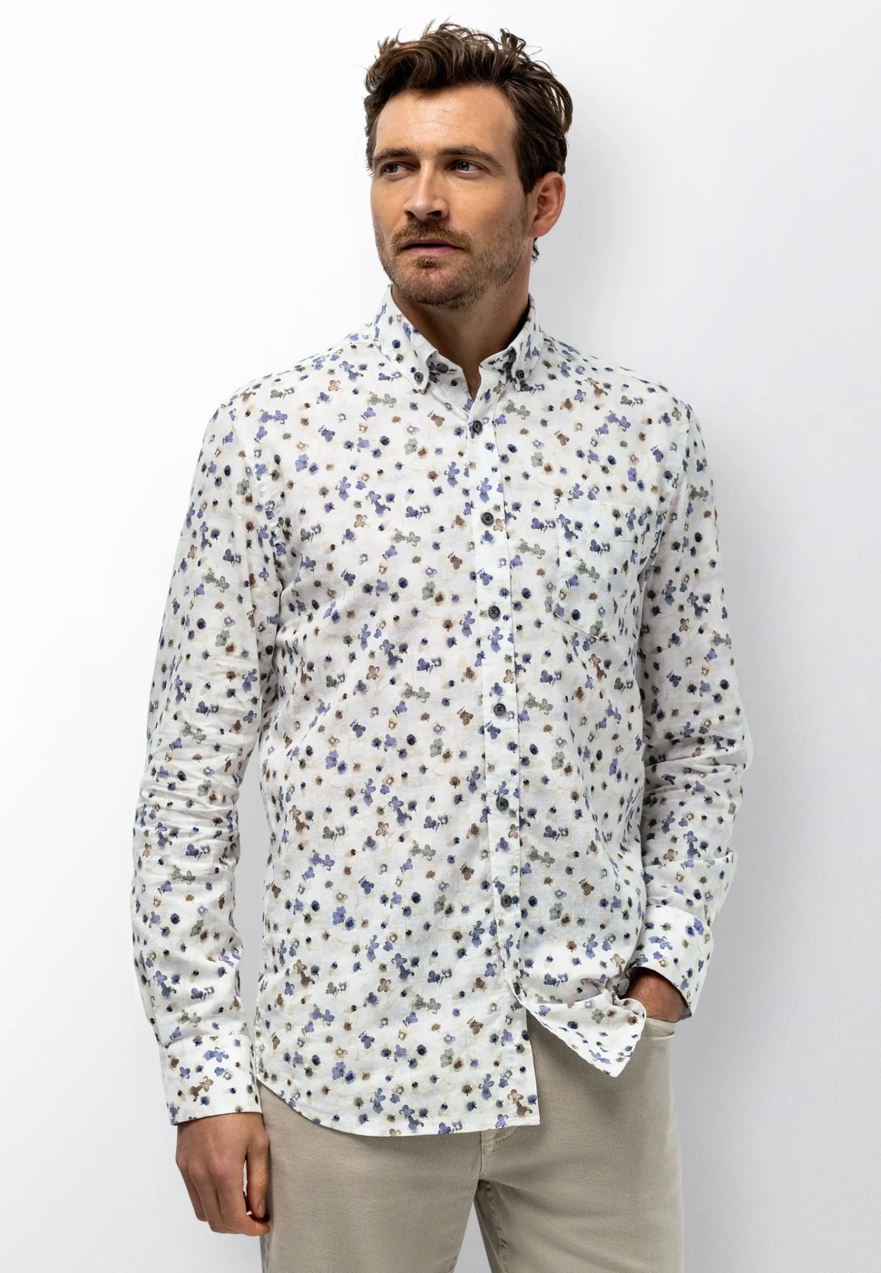 Discount Poplin overhemd met bloemenprint Overhemden