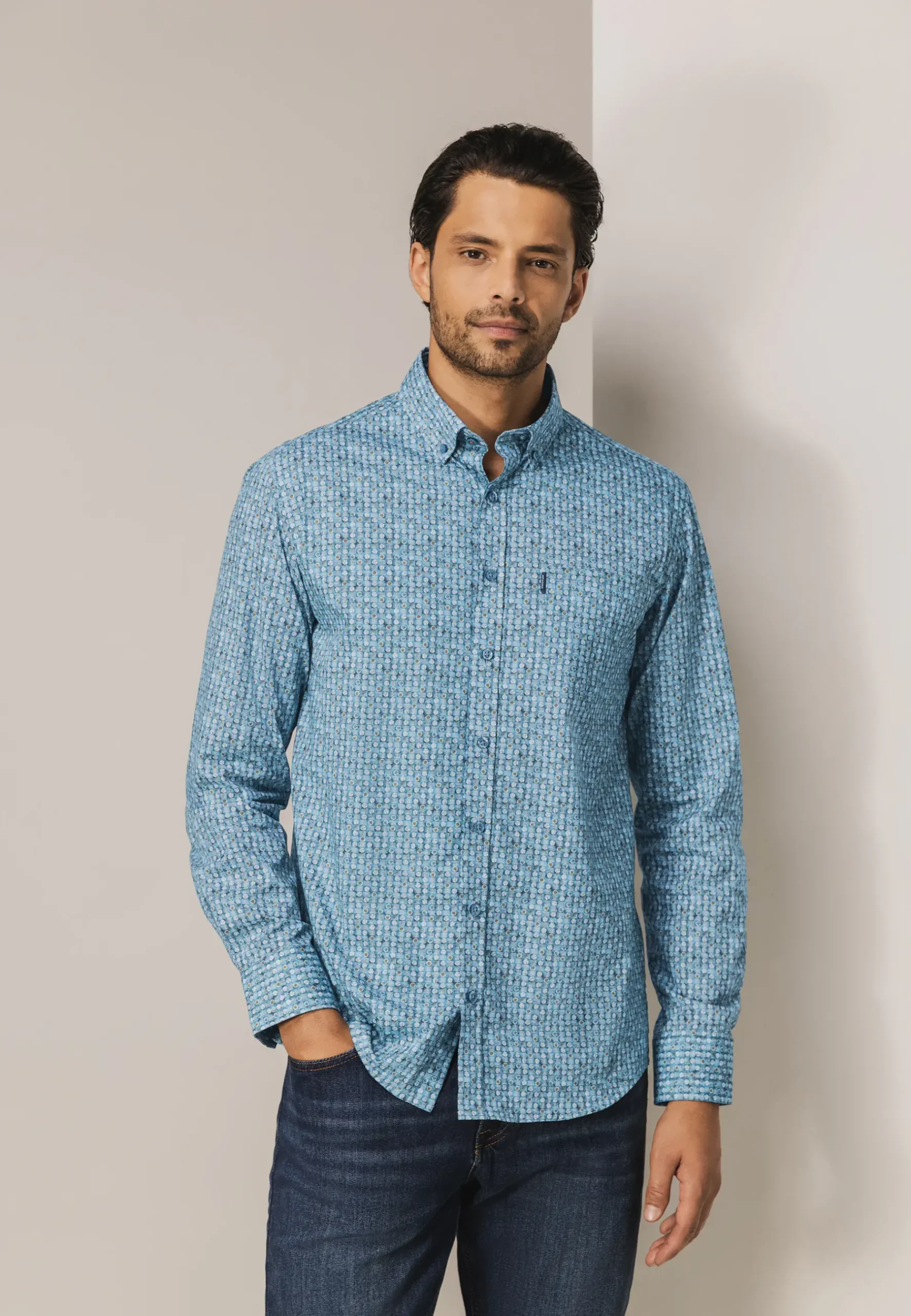 Best Poplin overhemd met geometrische print Overhemden