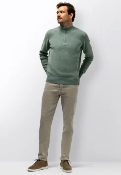 New Ribgebreide trui met blinde halve rits Truien