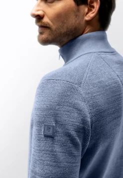 Outlet Ribgebreide trui met blinde halve rits Truien