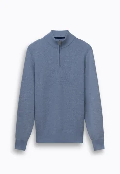 Outlet Ribgebreide trui met blinde halve rits Truien